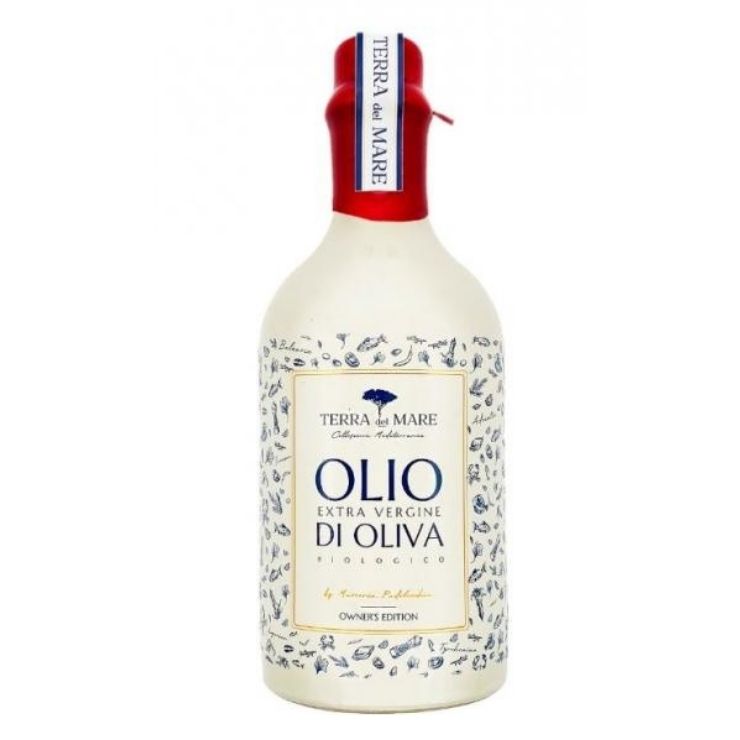 Terra del Mare ► Olio di Oliva Picholine in einer aussergewöhnlichen Flasche mit einem roten Flaschenhals | GOURMETmanufactory