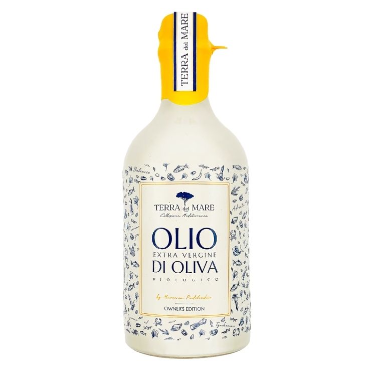 Terra del Mare ►Olio di Oliva Coratina in einer aussergewöhnlichen Flasche mit einem gelben Flaschenhals | GOURMETmanufactory
